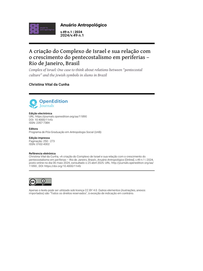 Complexo de Israel e Pentecostalismo no RJ | PDF | Judeus | Israel