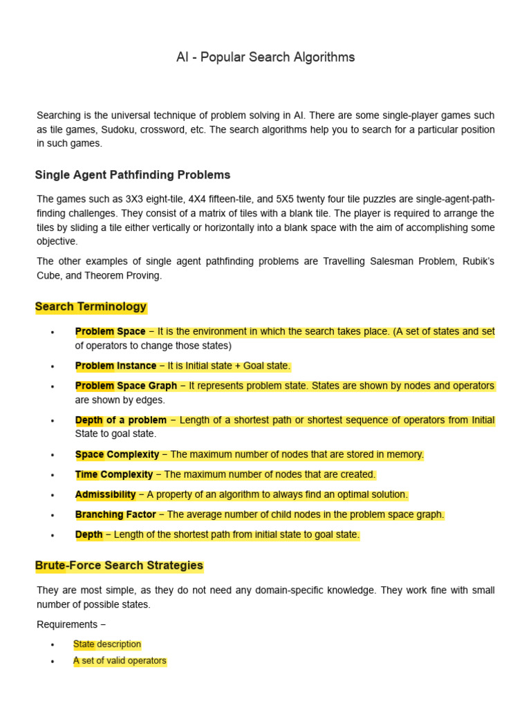 AI Search Algorithms Explained | PDF | Algorithms And Data Structures ...