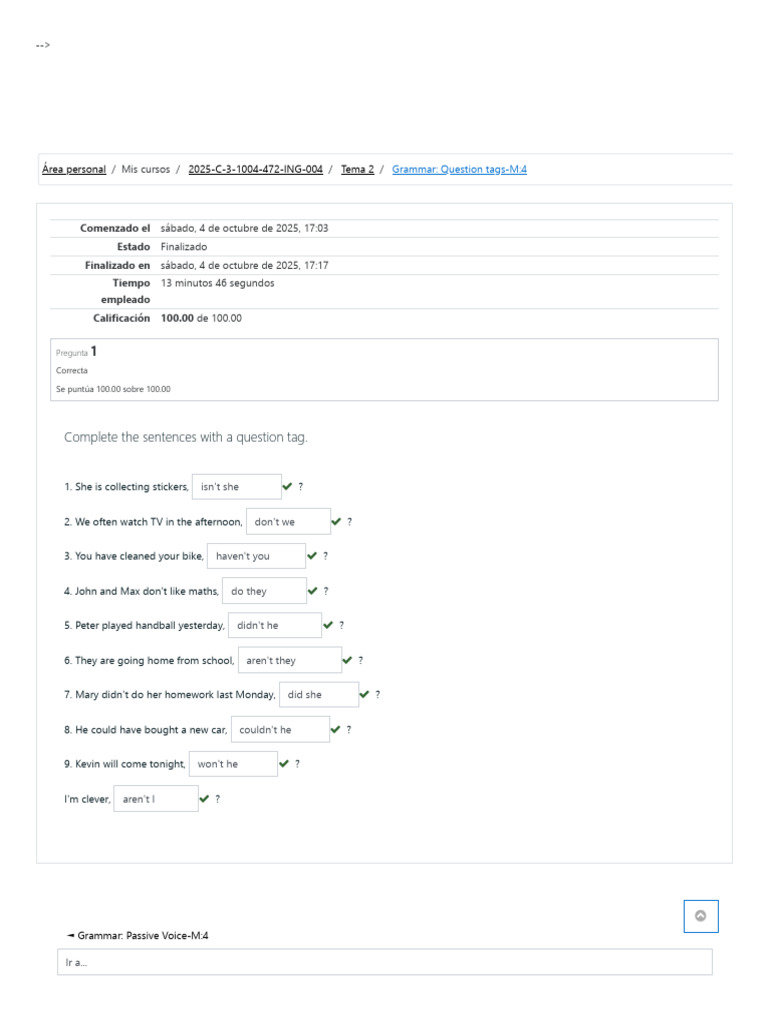 Grammar - Question Tags-M - 4 - Revisión Del Intento | PDF