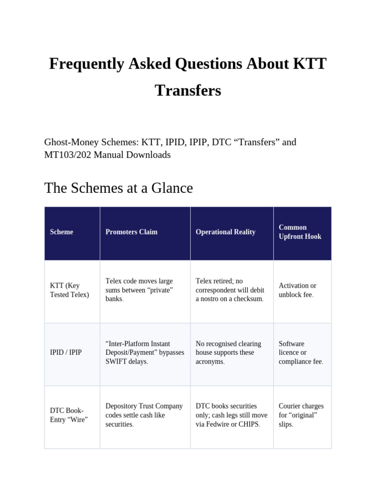 Frequently Asked Questions About KTT Transfers | PDF | Banks | Clearing ...