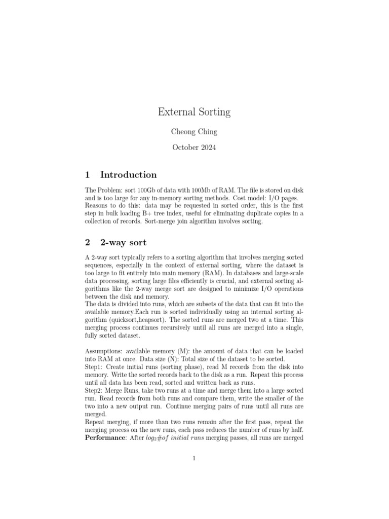 Efficient External Sorting Techniques | PDF | Algorithms And Data ...