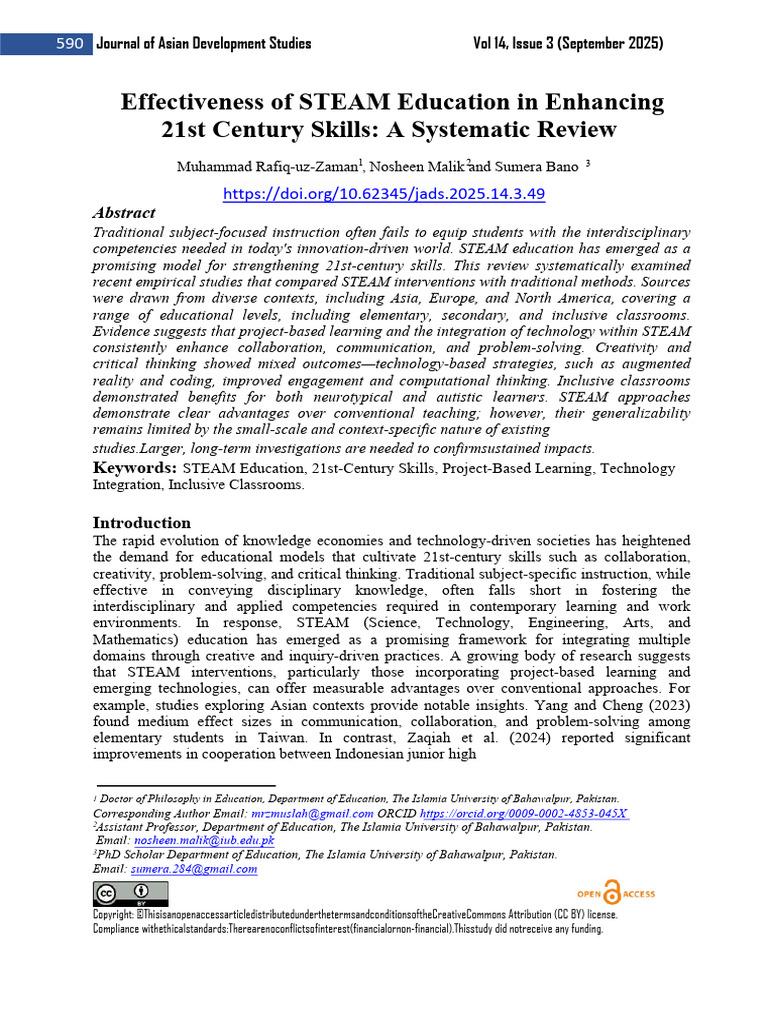STEAM Education's Impact on 21st Century Skills | PDF | Critical ...