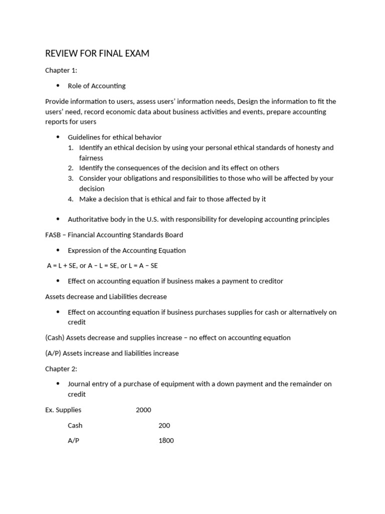 Accounting Final Exam Review Guide | PDF | Debits And Credits | Book Value