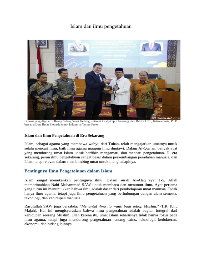 Islam dan Ilmu Pengetahuan Modern | PDF