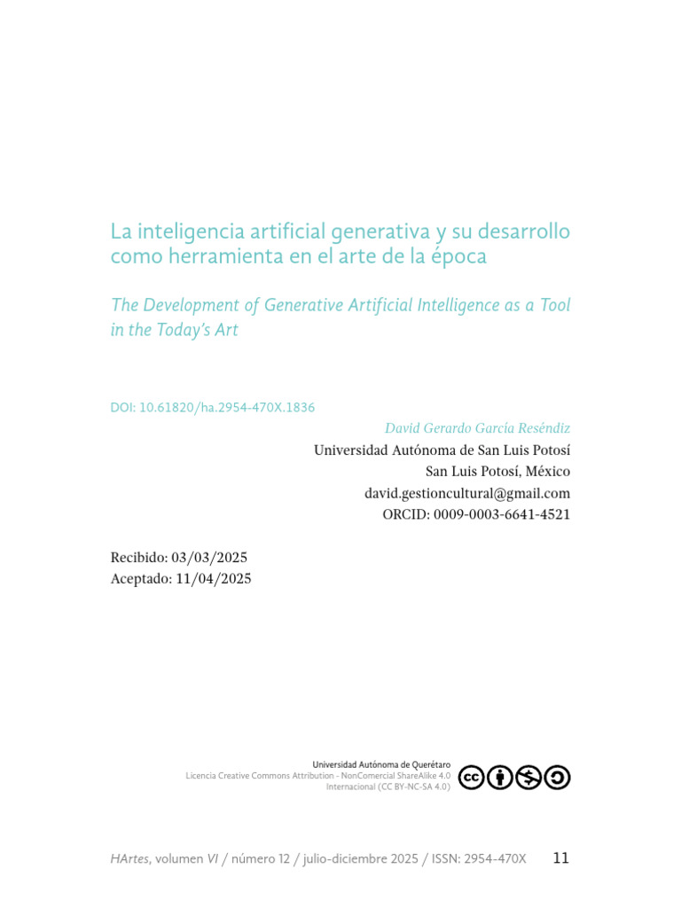 IA Generativa en el Arte Contemporáneo | PDF | Inteligencia artificial ...
