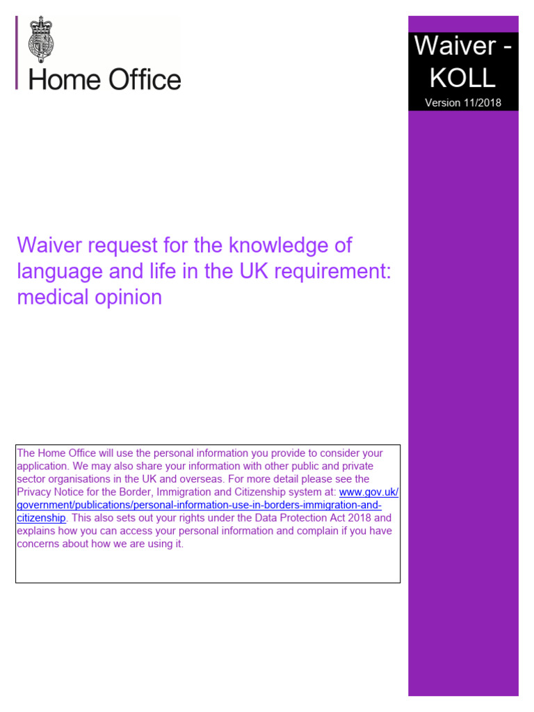 KOLL Waiver Request Form | PDF | Government And Personhood
