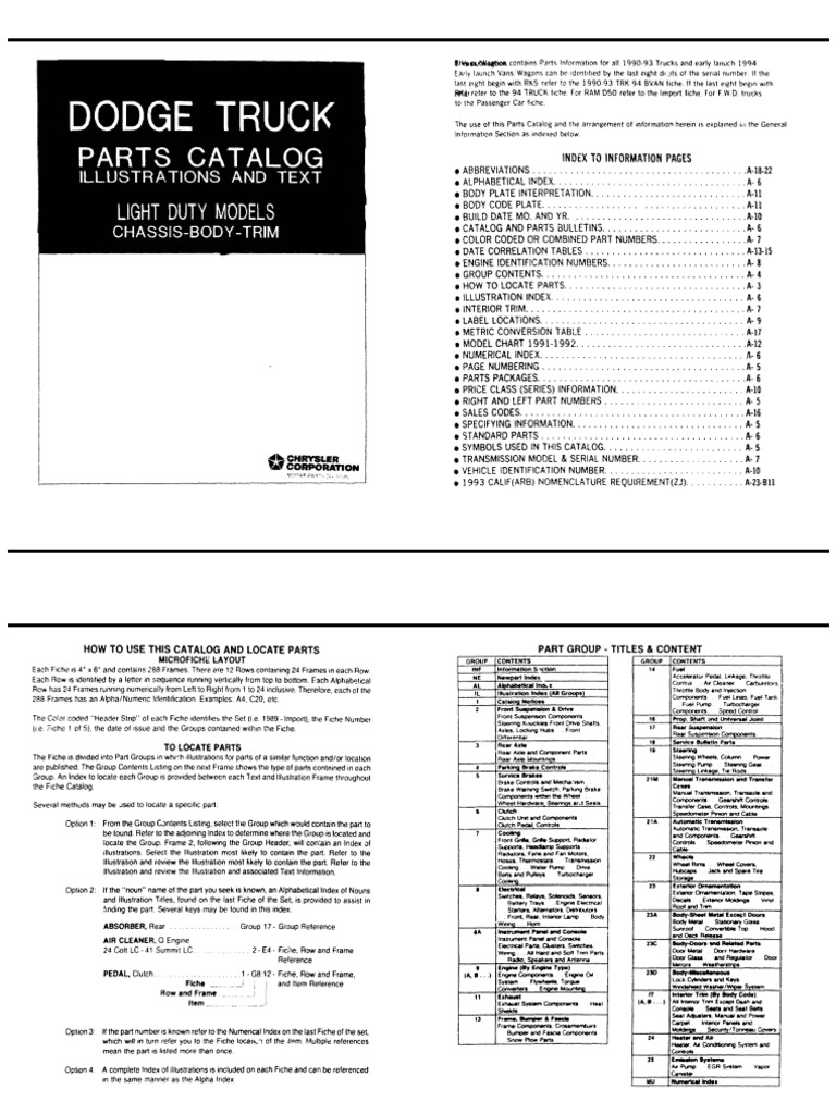 90 Dodge Ram Van Parts Catalog Axle Suspension (Vehicle)