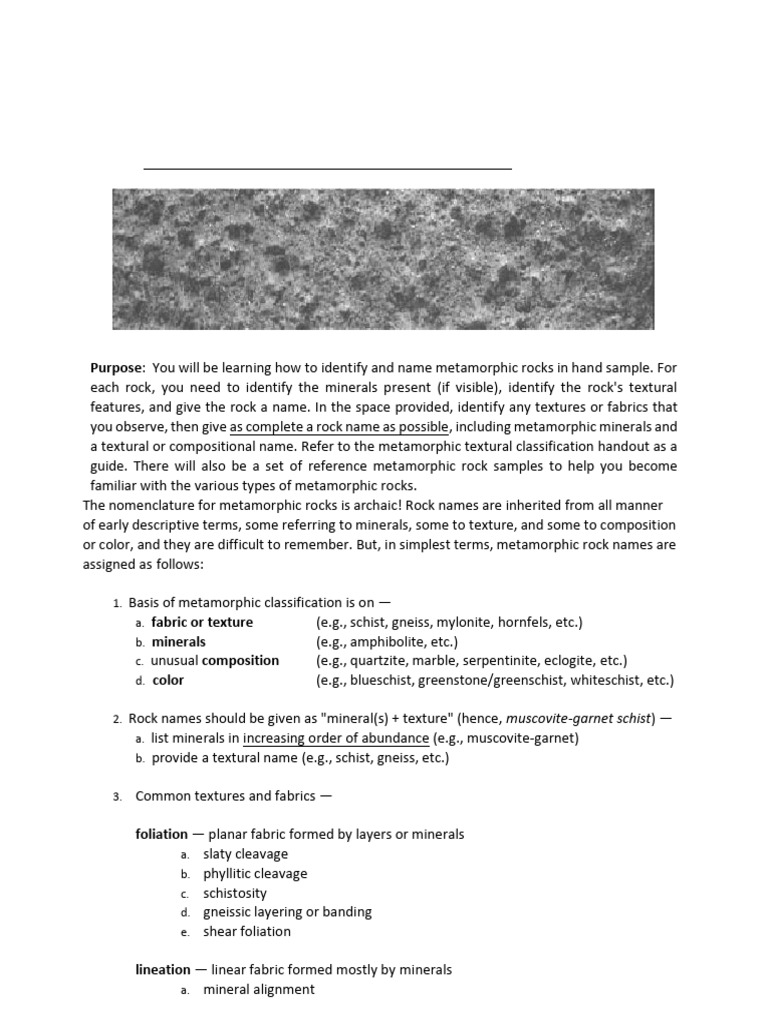 Metamorphic Rock Identification Guide | PDF | Rock (Geology) | Minerals