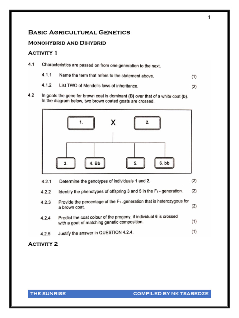 Agricultural Genetics Activities Guide | PDF | Genetics | Biology