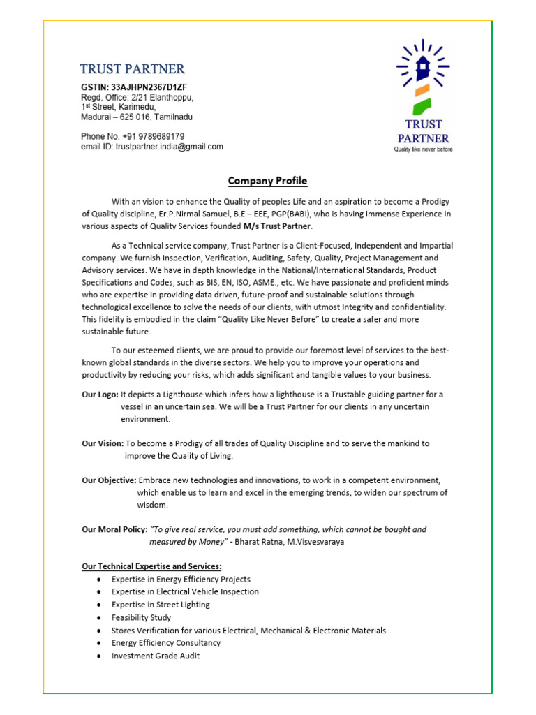 Trust Partner: Quality Services Overview | PDF | Photovoltaics | Turbine