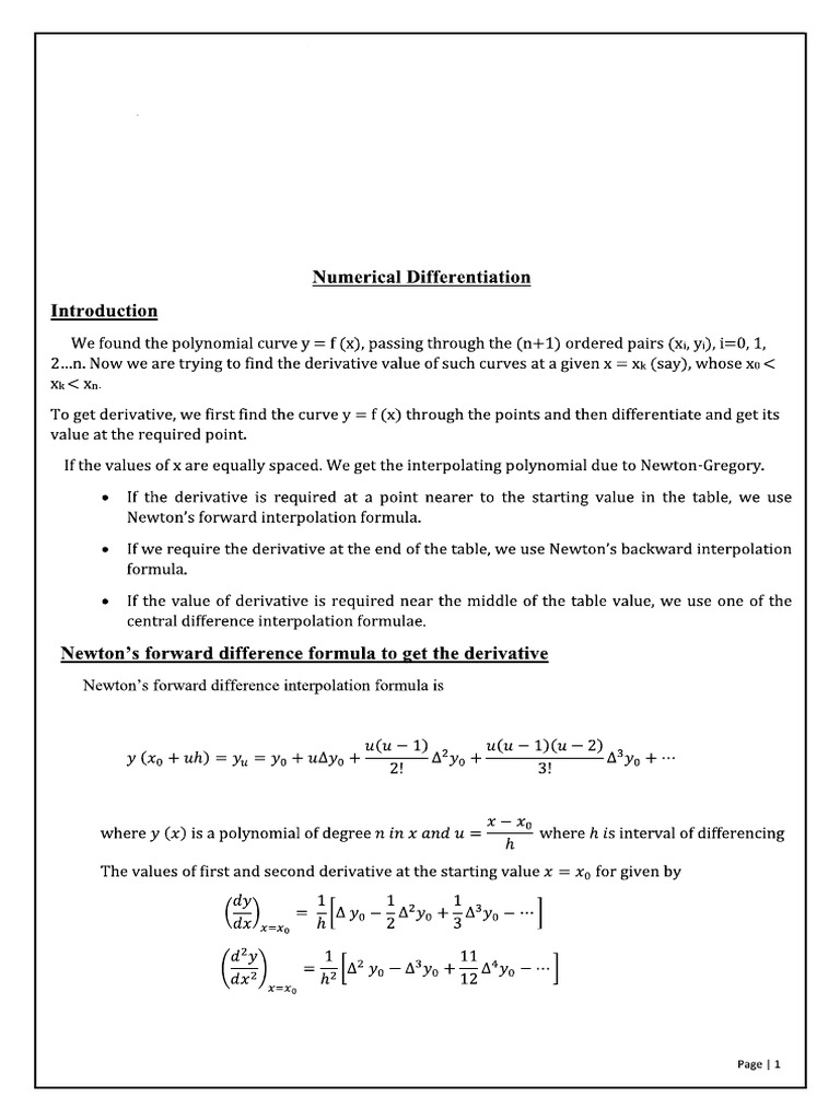 Numerical Differentiation And Integration Pdf