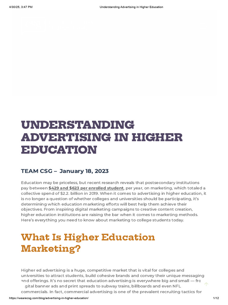 Higher Education Advertising Insights | PDF | Digital Marketing ...