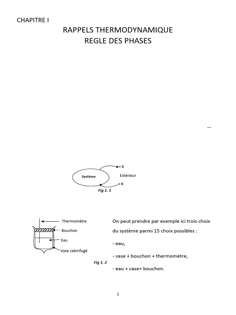 Notions de systèmes en thermodynamique | PDF | Phase (thermodynamique ...