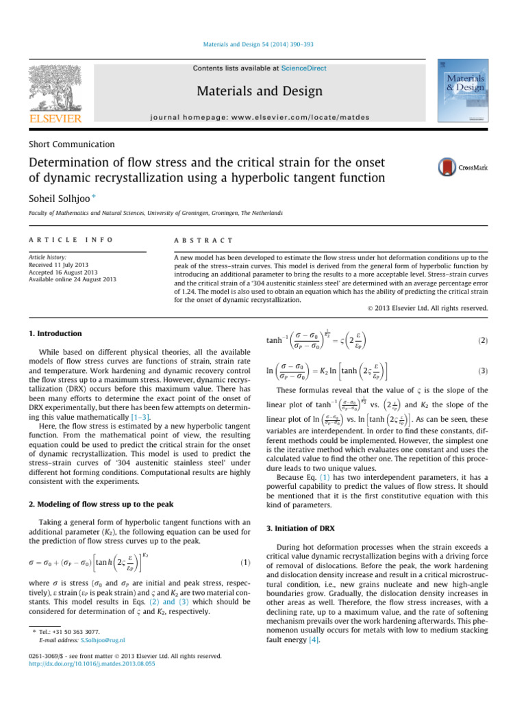 6-Determination of Flow Stress and The Critical Strain For The Onset of ...