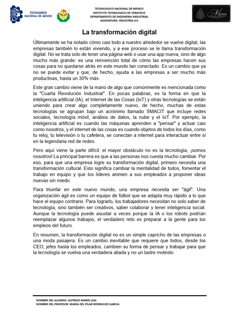 T1a4-Transformacion Digital | PDF | Internet de las Cosas ...