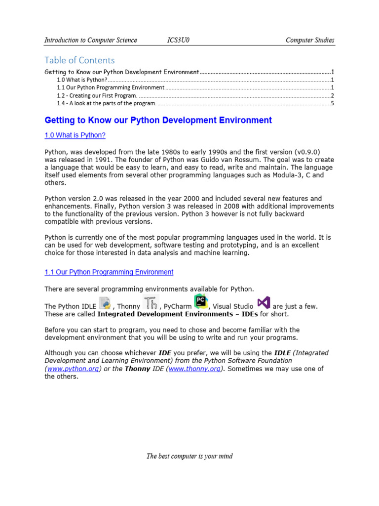 Introduction to Python Programming Basics | PDF | Python (Programming ...