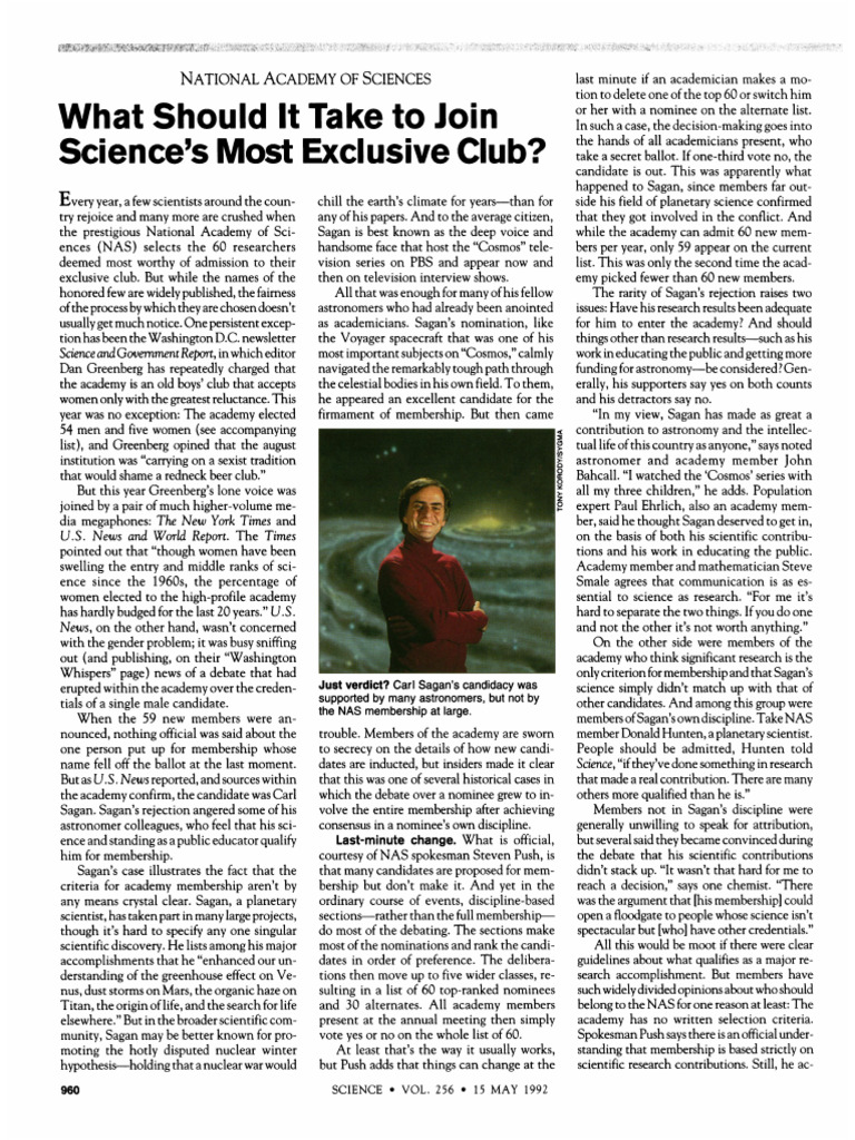 NAS Membership Selection Controversy | PDF | Science