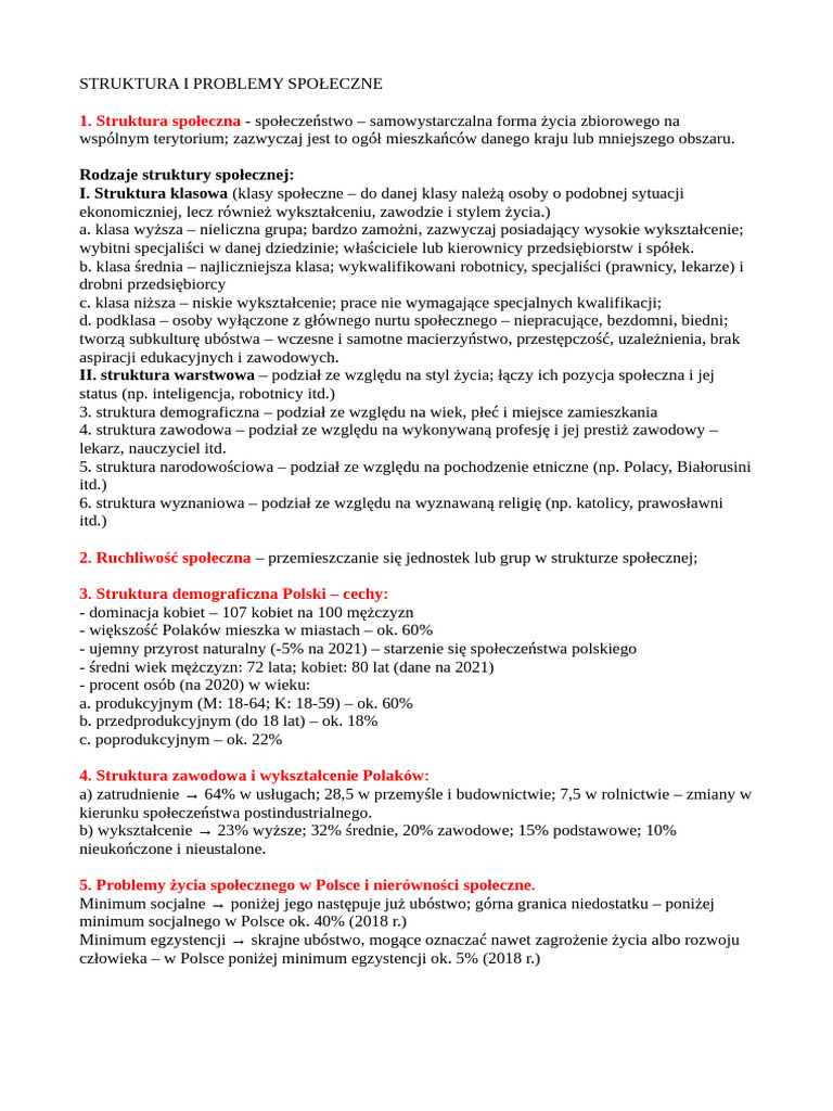 Struktura I Problemy Społeczne | PDF