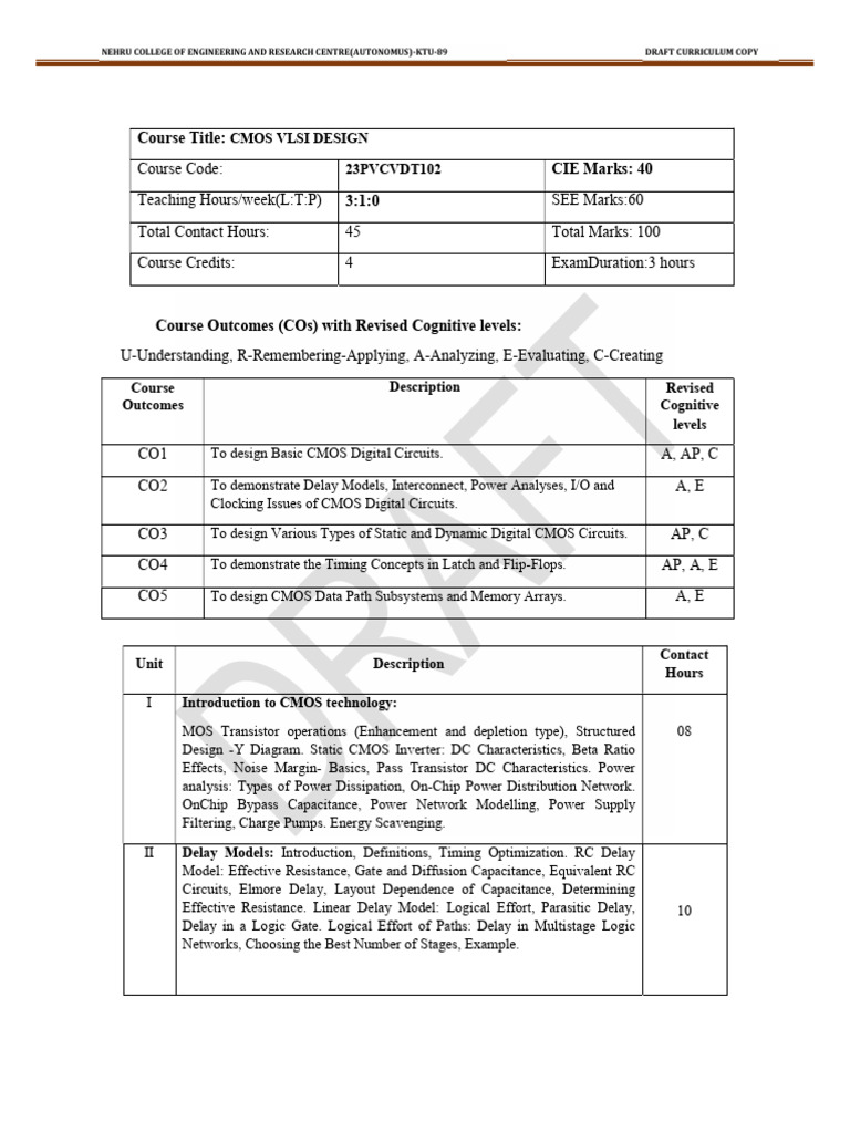 CMOS VLSI Design Curriculum Overview | PDF | Cmos | Logic Gate
