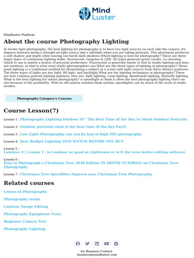 Photography Lighting Techniques Guide | PDF