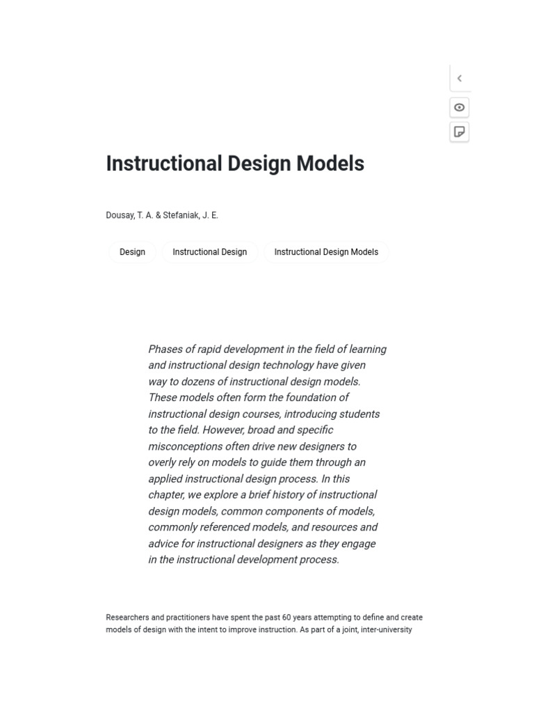 Overview of Instructional Design Models | PDF | Instructional Design ...