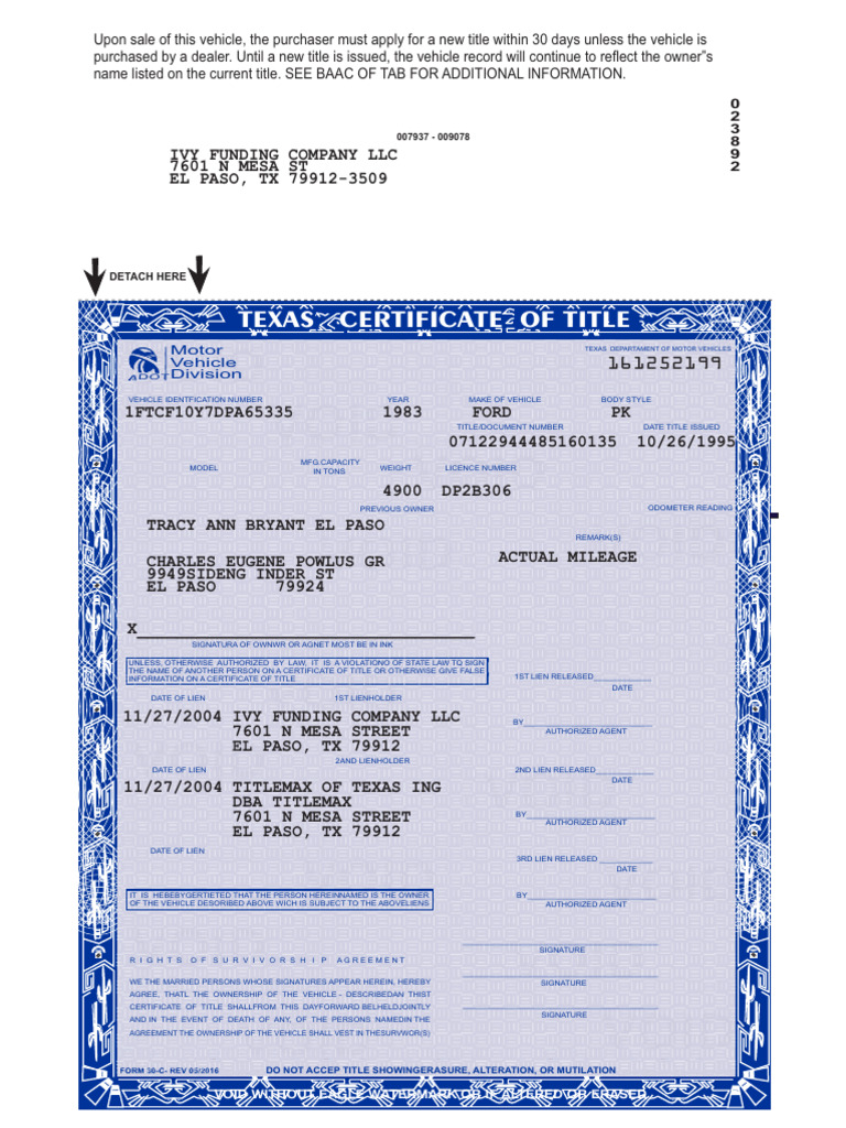 Texas Motor Vehicle Title Guidelines | PDF | Civil Law (Common Law ...