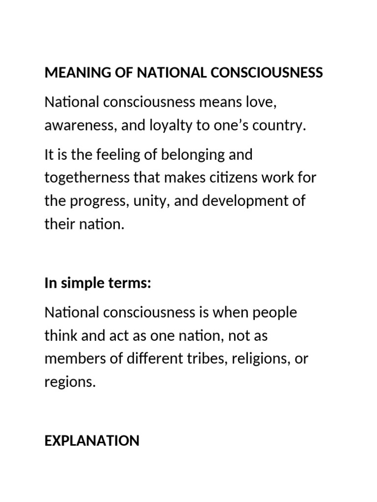 Understanding National Consciousness | PDF | Citizenship | Consciousness