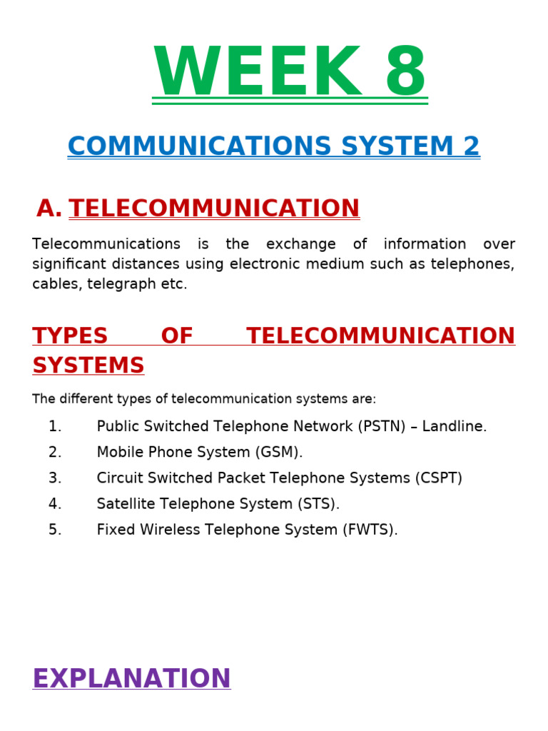 Types of Telecommunications Systems | PDF