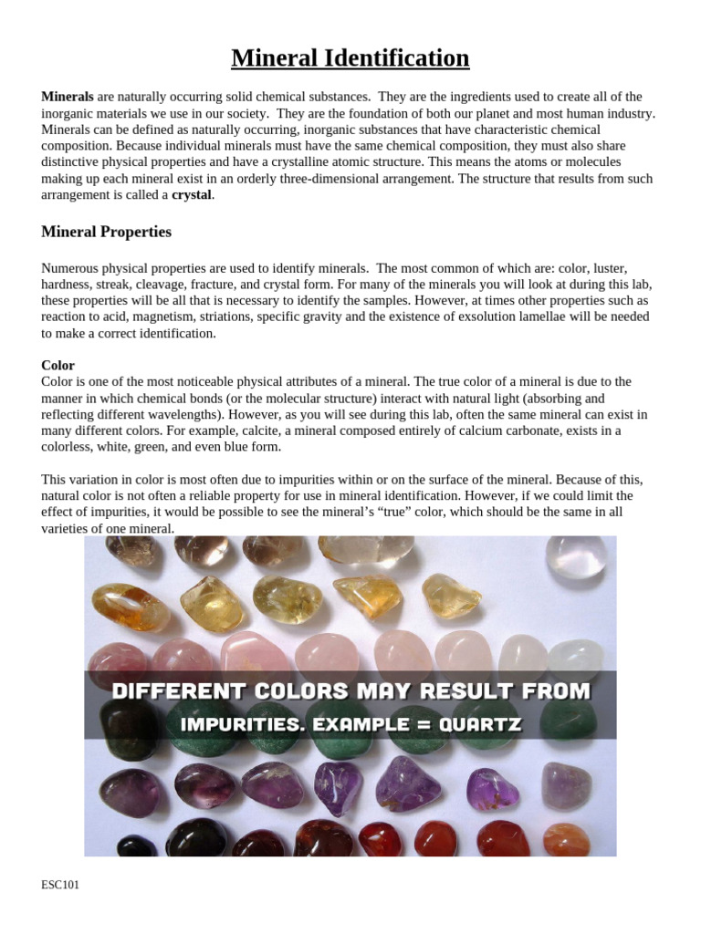 Essential Guide to Mineral Identification | PDF | Minerals | Chemical ...