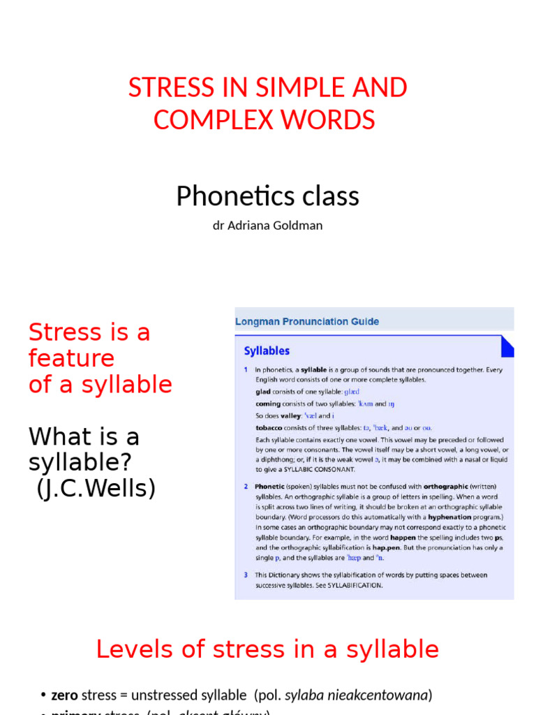 Stress Patterns in Simple and Complex Words | PDF | Stress (Linguistics ...