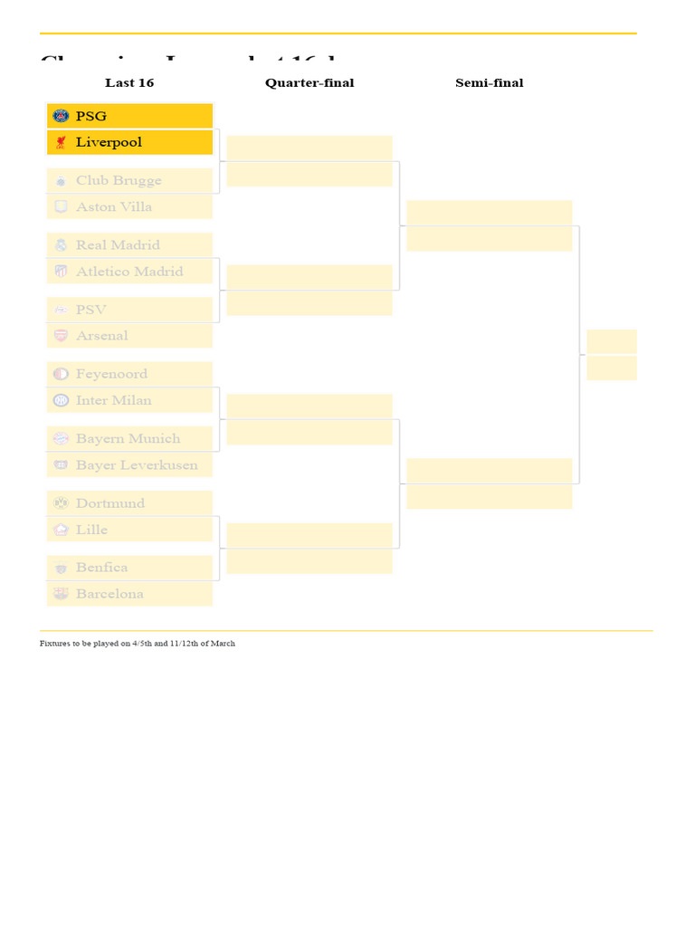 Champions League Last-16 Draw | PDF