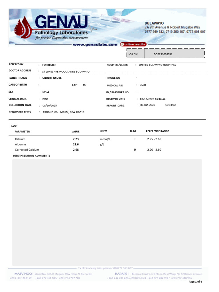 Gilbert Ncube Gob251008031test Results | PDF | Glycated Hemoglobin ...