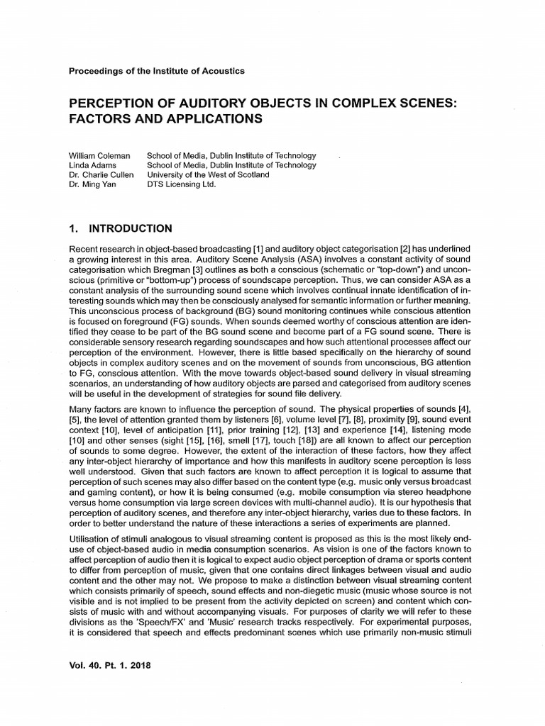 W Coleman L Adams C Cullen M Yan Perception of Auditory Objects in ...