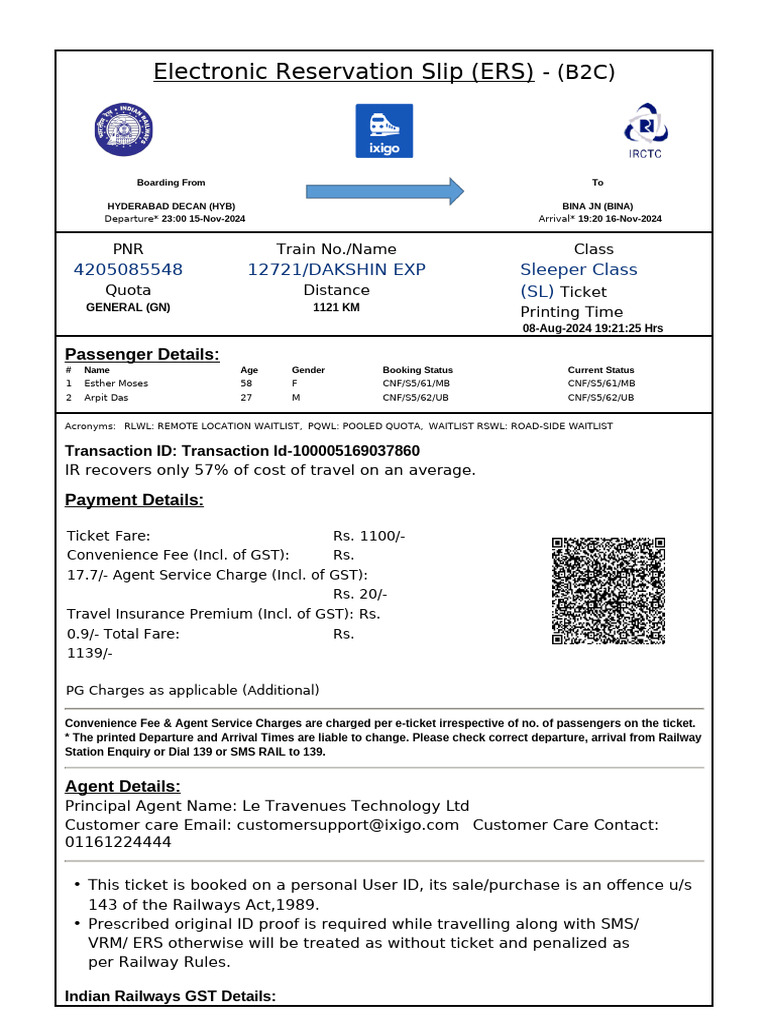 Ticket IXITRS550016684289843 | PDF | Identity Document | Payments