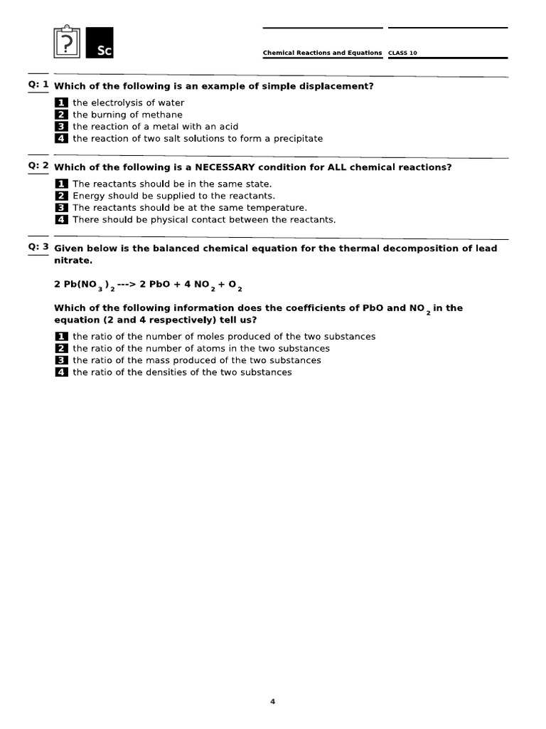 Ch-1 Worksheet 10th Sci | PDF