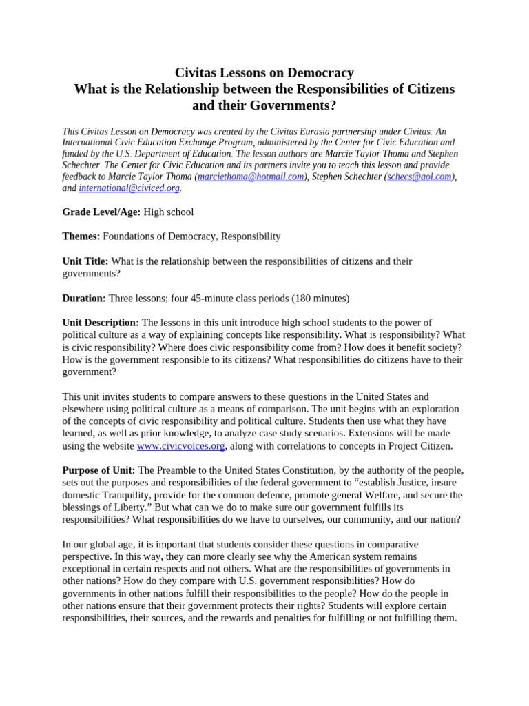 What Is The Relationship Between The Responsibilities of Citizens and ...