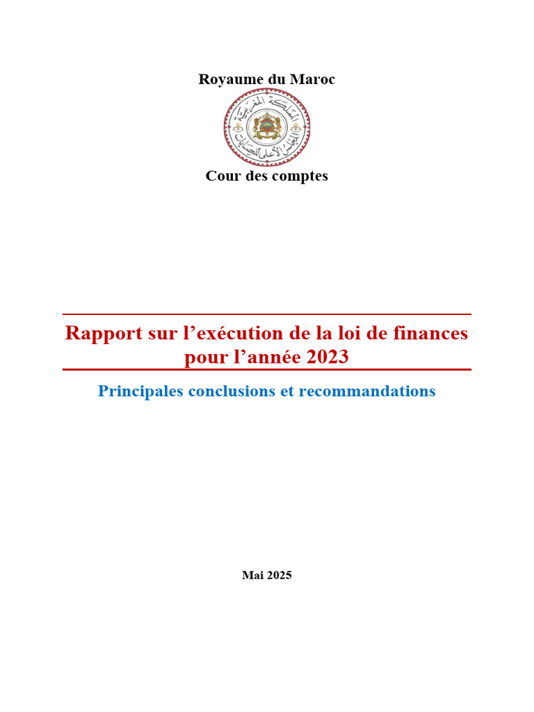Rapport 2023 sur la loi de finances au Maroc | PDF | Dette publique | Audit