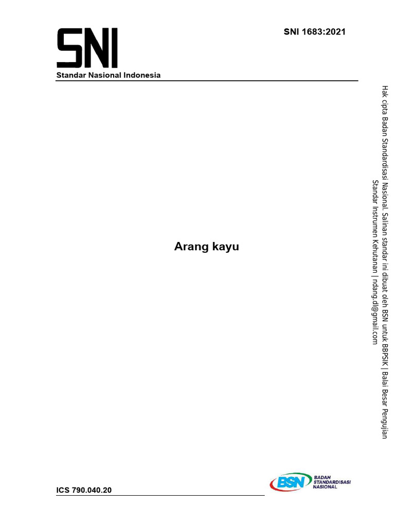 SNI 1683:2021 Standar Arang Kayu | PDF