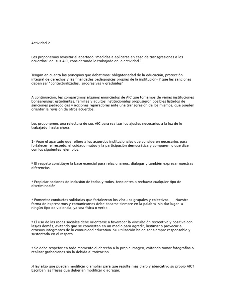 Revisión de AIC y Sanciones Pedagógicas | PDF