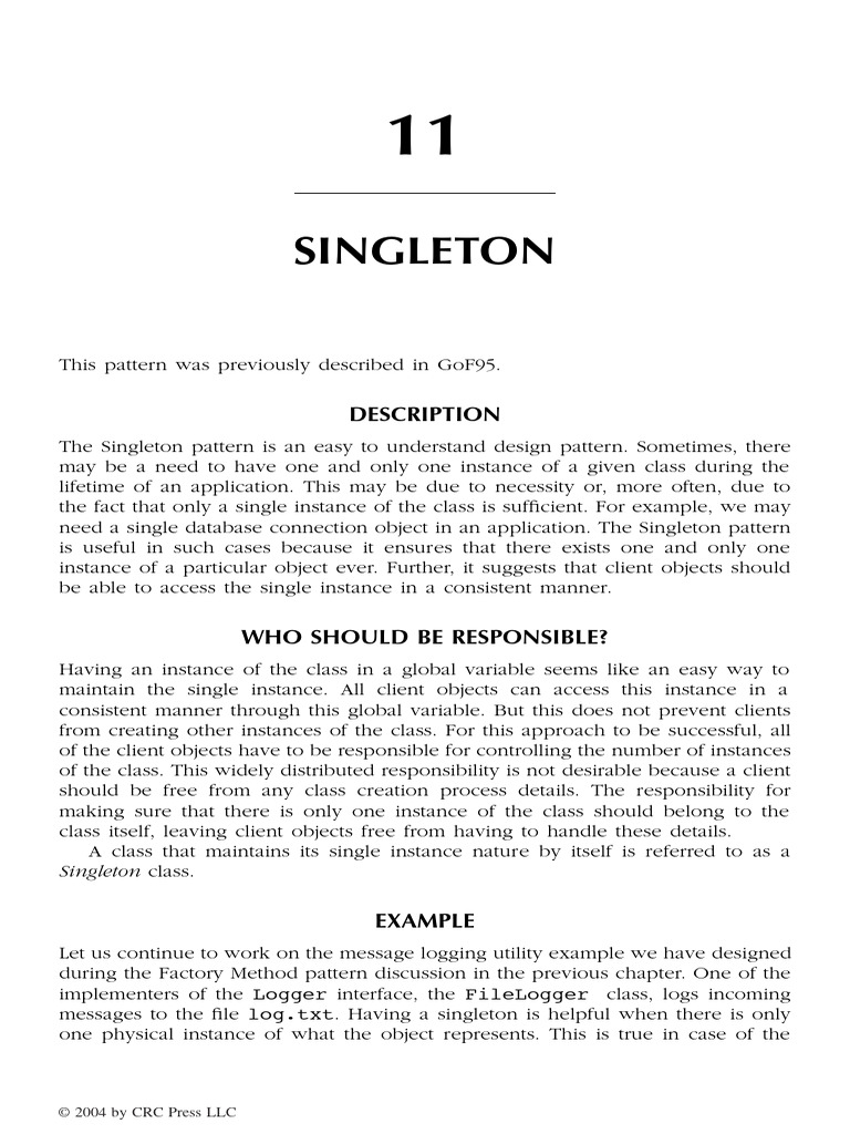 Singleton | PDF | Programming | Constructor (Object Oriented Programming)