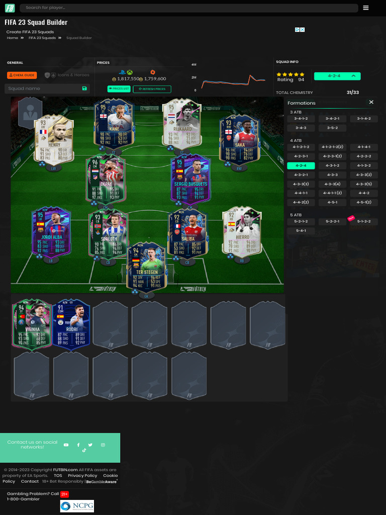 FIFA 23 Squad Builder Tool | PDF