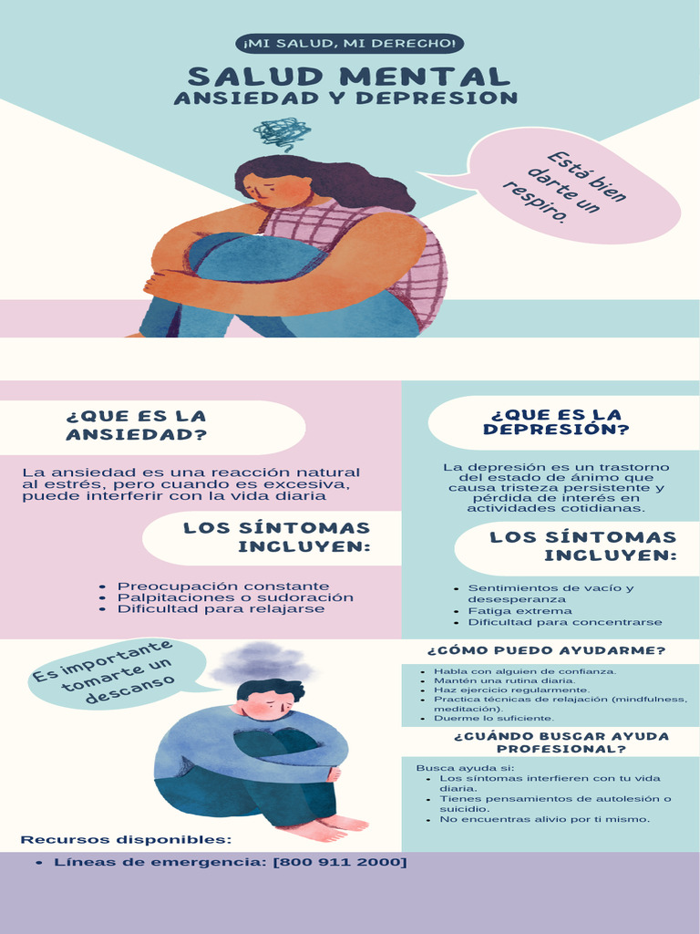 Infografía Salud Mental Ilustrado Azul y Rosa | PDF | Ansiedad ...