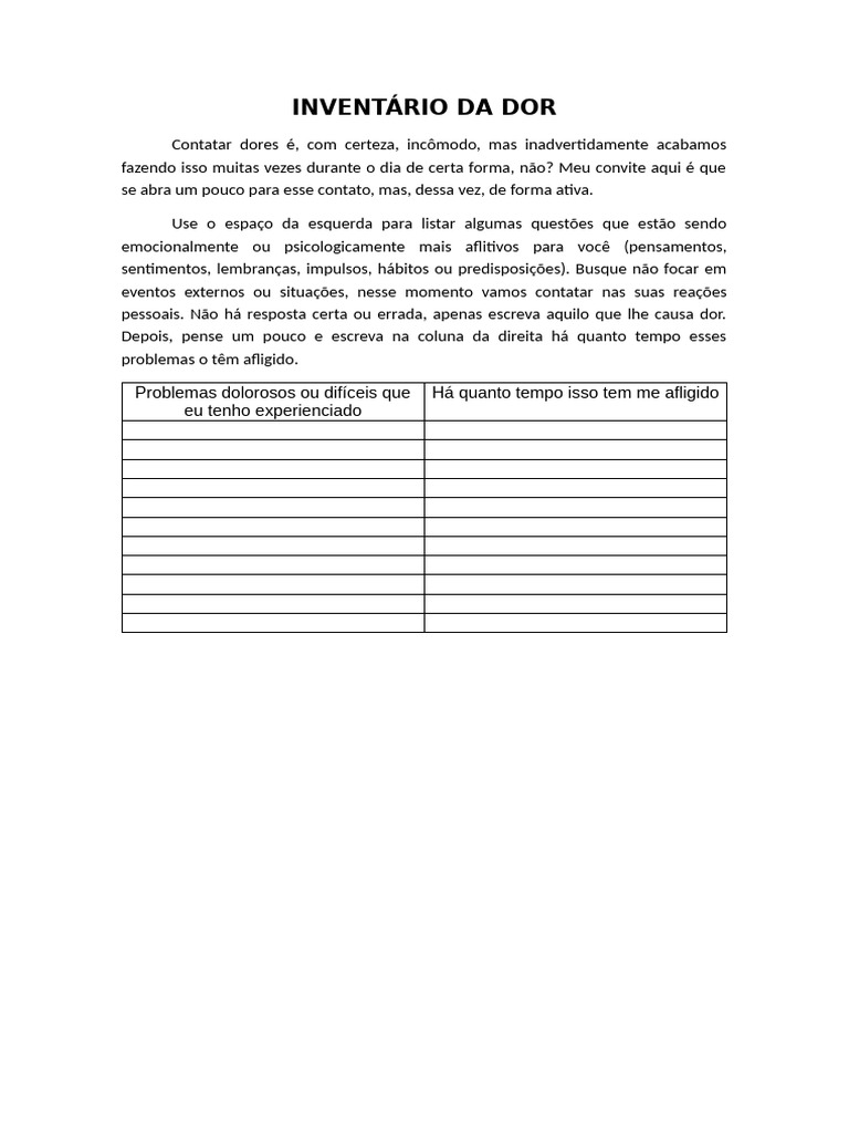 Inventário Breve de Dor Emocional | PDF