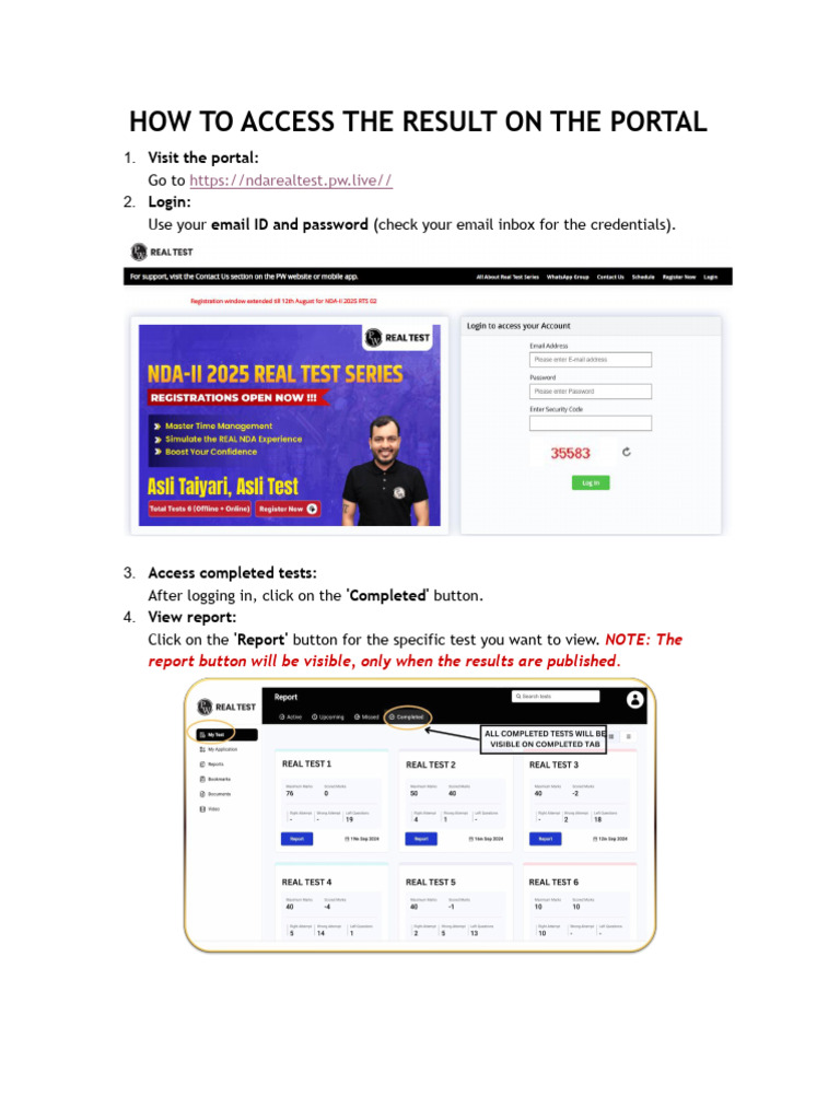 Access Test Results on Portal Guide | PDF