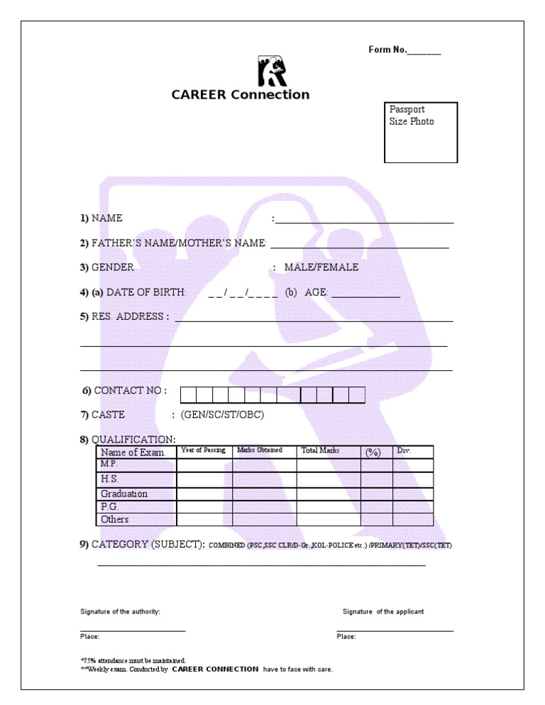 Career Connection Passport Form | PDF | Science & Mathematics