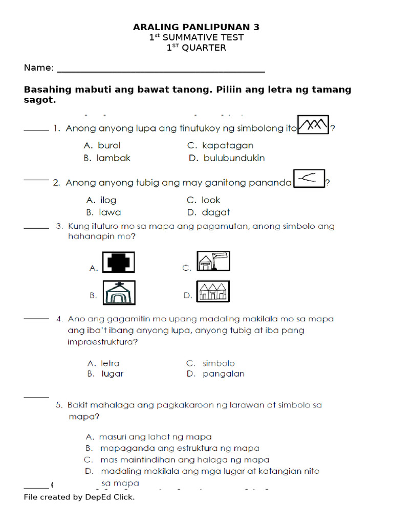Ap3 Summative Test 1 Quarter 1 | PDF