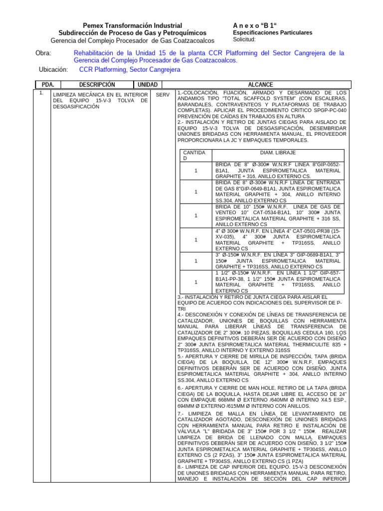 Anexo B-1 Bases Tecnicas Rehabilitacion de U-15 CCR11 | PDF | Pruebas ...