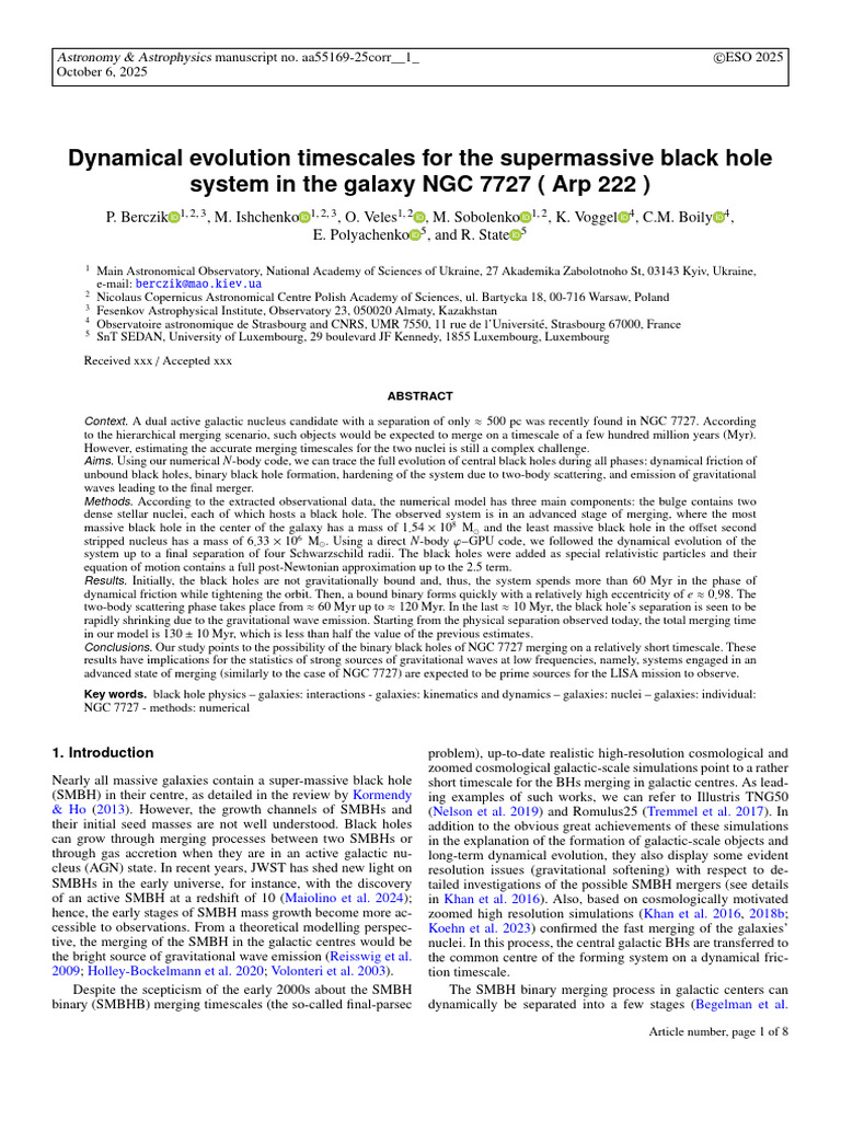 Dynamical Evolution Timescales For The Supermassive Black Hole System ...