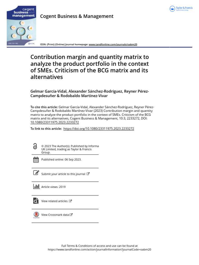 Contribution Margin and Quantity Matrix To Analyze The Product ...