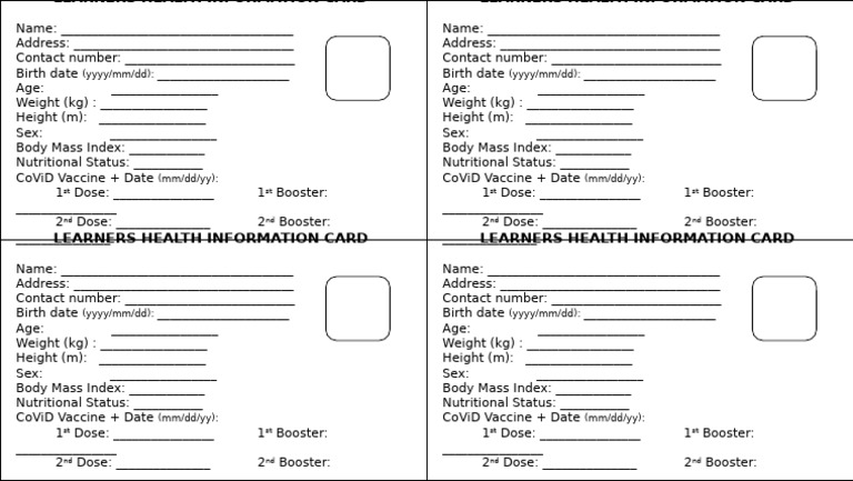Learners Health Information Card | PDF | Drugs | Immunology